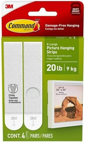 3M Picture Hanging Strips XL 20lb, Count.4