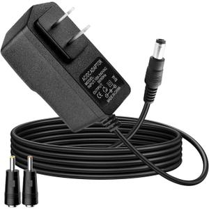 9V 2A AC Adapter with 6ft Cord and Advanced Safety Protections - Compatible with Routers, LED Strip Lights, Speakers & More | 100V-240V Input, | 5.5mm x 2.1mm & 2.5mm Barrel Jack