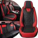 Car Seat Covers for Jeep Wrangler 2007-2026, Full Set 5 Seats Premium Napa Leather Waterproof Breathable Anti-Slip Seat Protectors with Airbag Compatible Design(Standard,Black&Red)