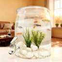 1.6 Gallon Plastic Fish Tank & Water Pitcher for Fridge with Faucet, Fish Bowl Easy to Change Water, Goldfish Beta Fish Aquariums Starter Kit With Aquarium Decor Plastic Plant + Shelles, Water Pitcher