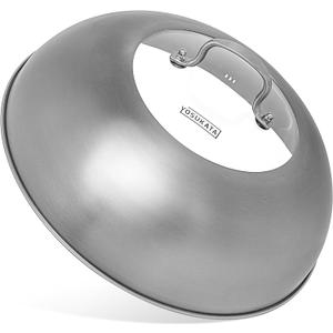 YOSUKATA Wok Lid 12.8 In for 13.5-In Wok - Premium Stainless Steel Cover with Tempered Glass Insert Steam Holes and Ergonomic Handle - Durable Stainless Steel Accessories - Dishwasher-Safe