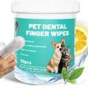 2 x Dog Teeth Dental Finger Wipes for Dogs & Cats No-Rinse Dog Finger Toothbrush Dog Plaque & Tartar Prevention with Brushing Beads Dog Breath Freshene 50pcs