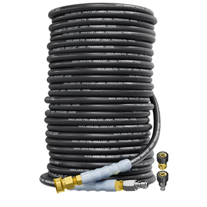3/8" 4800PSI Pressure Washer Hose 200FT with Swivel Quick Connect for Cold/Hot Water Max 248°F, Kink Resistant Steel Wire Braided, Wear Resistant Power Washer Hose with M22 14mm Adapter