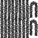 CQURE 10 Pack Black Fall Leaf Garland, Total 59Ft Halloween Garland Hanging Vines Artificial Fall Maple Leaves Thanksgiving Decor for Home Wedding Fireplace Christmas