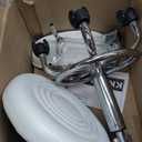 KKTONER PU Leather Modern Rolling Stool with Low Back Height Adjustable Work Salon Drafting Swivel Task Chair with Footrest (White)