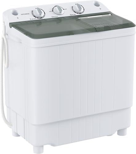 Sustainova Portable Washing Machine Twin Tub 9.9 Lbs Capacity, (7.7 Lbs) and Spinner(2.2 Lbs) Combo Mini Compact Laundry Washer for Home, Apartment, Camping, RVs and Dorms, Black/White