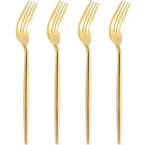 60Pcs Gold Plastic Forks - Heavy Duty Plastic Forks Disposable - 7.6 Inch Gold Disposable Forks - Luxurious Plastic Silverware Perfect for Parties, Weddings and Other Daily Events