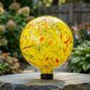 Gazing Ball 10 inch Colorful Glass Gazing Ball for Garden Decor, Indoor Outdoor Glass Gazing Globe Yard Decoration, Yellow