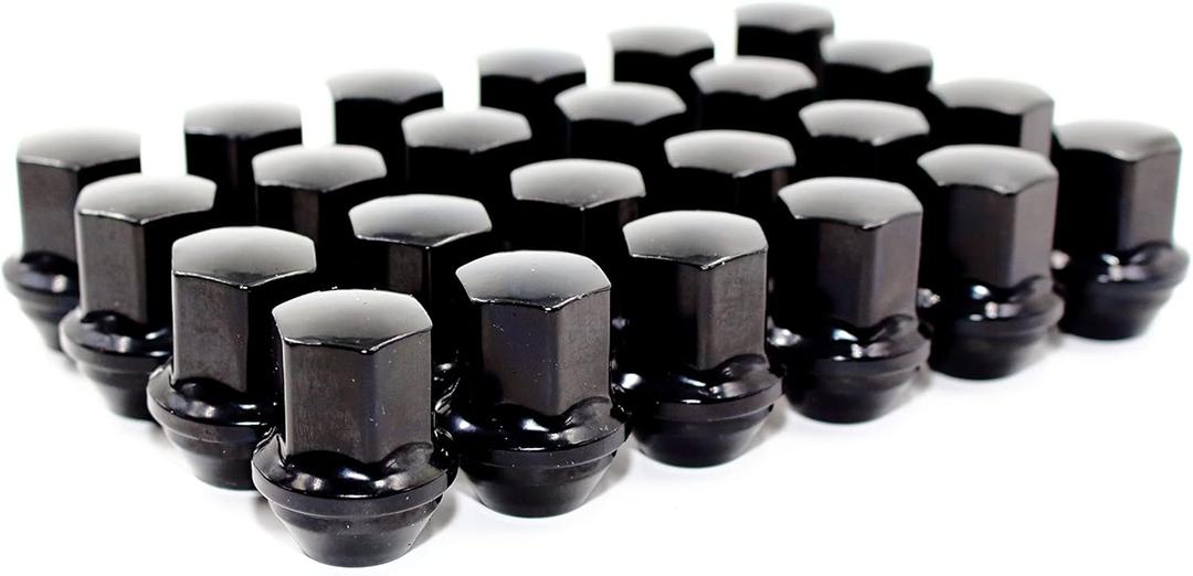 Set of 21 Veritek 14x1.5mm Black 7/8 22mm Hex Duplex Large Wide Acorn Seat OEM Style 1.5 Inch 38.5mm Lug Nuts For Buick Cadillac Chevy Chevrolet Chrysler Dodge Jeep RAM Factory Wheels VPE-14155330BK24