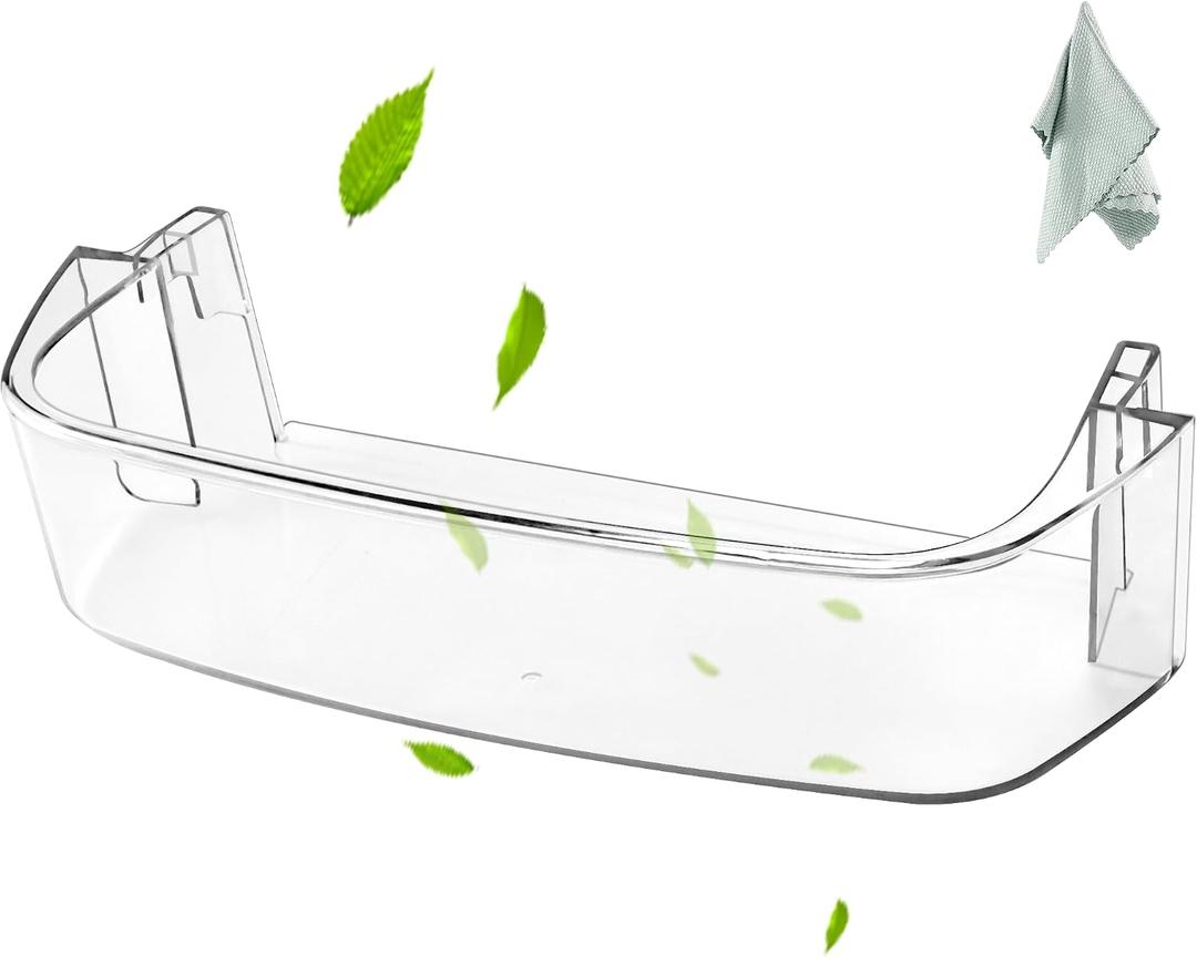 AMI PARTS WPW10430639 W10324876 Freezer Door Shelf Bin compatible with Whirlpool Kenmore Refrigerator Door Shelves-Fit for Freezer Side Door (transparent)-Send Scouring Pad