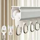 Curtain Track, Ceiling Curtain Track, Wall/Ceiling Mount Curtains Rails, Heavy Duty Sliding Room Divider Curtains Tracks Rails Rod System with Rollers -7.5FT (2.3m)