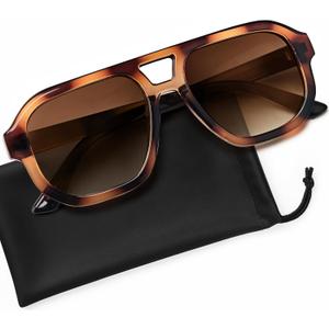 livho Trendy Polarized Square Aviator Sunglasses Women Men Square Eyewear Frame, Retro Sun Glasses for Women Men 2025 Shades (Vibrant Brown Tortoise/Brown)