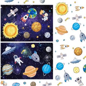 Tenare 24 Sheets Space Stickers for Kids Solar System Astronaut Mix and Match Outer DIY Outer Wall Make Your Own Sticker for Kids Educational Learning Birthday
