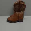 Rollda Kids Cowboy Boots for Boys Girls Western Square Toe Cowgirl Boots with Walking Heel (Toddler/Little Kid/Big Kid) (Dark Brown) Size 1