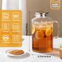 1 Gallon 128oz Octagon Glass Water Pitcher with Lid and Spout, Water Pitchers with Handle for Fridge, Borosilicate Glass Carafe for Hot/Cold Drink, Extra Large Jug for Iced Tea, Coffee.