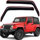 Lightronic Extra Durable Clip-on in-Channel Auto Vent Window Visor, Fits 2007-2017 Jeep Wrangler, 2018 Jeep Wrangler JK, 2-Door, UV Protection Rain Guard, Original Window Deflector, Dark Smoke, 2-Pcs