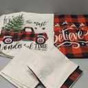 GEEORY Merry Christmas Throw Pillow Covers 16x16 Inch Set of 4, Xmas Trees Truck Buffalo Plaid Believe Farmhouse Decorative Cushion Cases for Home Decoration G421-16 (Multicolor)