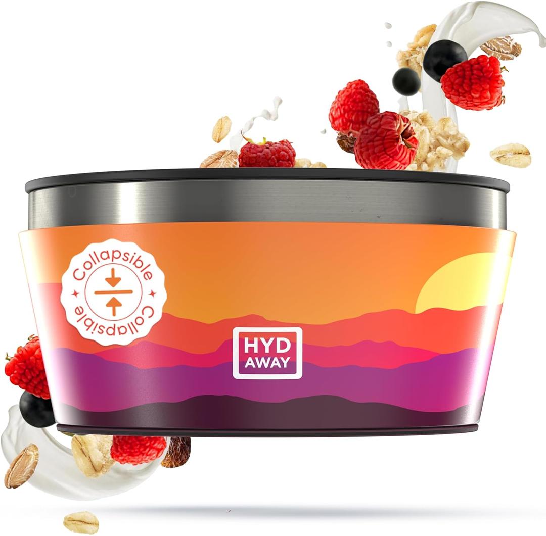 HYDAWAY 1-Quart Collapsible Insulated Bowl with Lid - BPA-Free, Leak-Resistant, Space-Saving Camp Bowl - Ideal for Hiking, Travel & Outdoor Meals (32oz, Mojave)