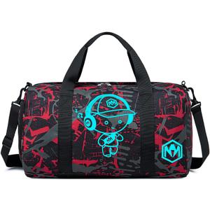 Kids Overnight Duffle Sport Gym Gag with Shoe Compartment & Wet Pocket Luminous Small Sleepover bag Carry on Weekender Travel Tote for Kids Boys Girls