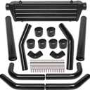 28" x 7" x 2.5" Universal Intercooler Kit with Intercooler + 2.5" 8pcs Bent Pipes + 6pcs Straight Couplers + 2pcs 90 Degrees Elbow Couplers + 16pcs Clamps Black