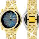 SUPOIX Band with Case ONLY Compatible for Samsung Galaxy Watch 6 44mm, 20mm Women Bling Replacement Strap & PC Protective Bumper Face Cover for Galaxy Watch 6 44mm (Gold/ 44mm)