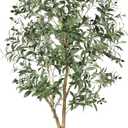 FEELEAD 7ft Olive Trees Artificial Indoor - Tall Faux Olive Tree 7 feet (84") with Pot, Fake Plants Natural Olive Branches and Realistic Leaves Olive Silk Tree for Home Office Decor