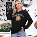 MYHALF Halloween Sweatshirts Women Colorful Sequin Ghost Graphic Pullover Shirt Halloween Witch Crewneck Sweater (Black, M)