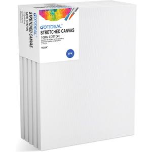 GOTIDEAL Stretched Canvas, 16x20 Inch Set of 5, Primed White - 100% Cotton Artist Canvas Boards for Painting, Acrylic Pouring, Oil Paint Dry & Wet Art Media