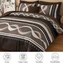 Brown Comforter Set Full Size, 8 Pieces Bed in a Bag Patchwork Striped Comforter Set, Soft Microfiber Boho Bedding Set for All Season(78"90")