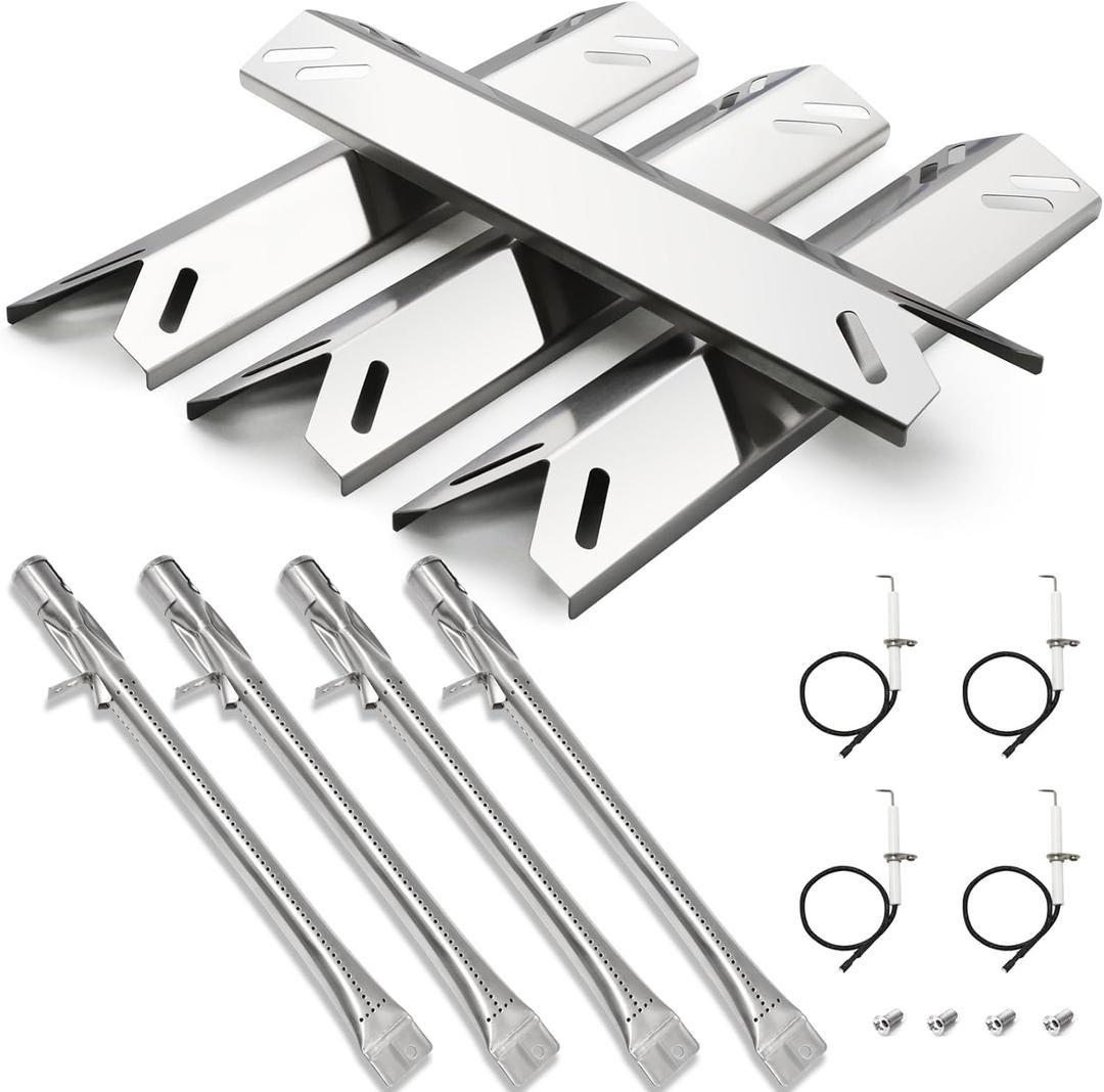 Hiorucet Grill Replacement Parts for Cuisinart 4 Burner Gas Grill GAS9456AS GAS2456AS GAS9456ASO GAS1456ASO, Stainless Steel Heat Plate Burner Igniter for Cuisinart Grill Parts Gas9456as