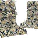 Outdoor High Back Chair Cushions Set of 2, Water-Resistant Chair Cushions for Patio Home Garden, Replacement Rocking Chair Cushion with tie 22" W x 20" D, Paisley Sapphire Blue, 44"x22"x4"