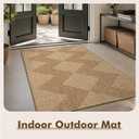 MontVoo-3x5 Outdoor Rug Porch Entryway Rug-Polypropylene Indoor Outdoor Rugs for Entryway Kitchen Balcony Patio, Textured Weave, Durable, Fade-Resistant, Non-Shedding, Boho Geometric Neutral Brown