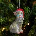 2 x Yuletide Designs Cat Figurine Christmas Ornaments (Gray Tabby)