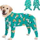 Dog Recovery Suit After Surgery Female Male, Medium Large Dog Neuter Shirt Cone Alternatives Prevent Licking Surgical Onesies (Green Pony, 4XL)