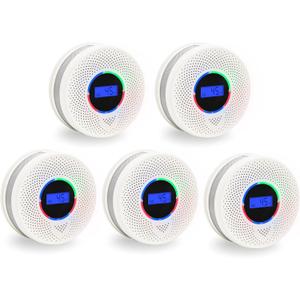Kesy Upgraded Smoke and Carbon Monoxide Detector 10-Year Lifespan, Dual Sensor Smoke Alarm & Carbon Monoxide Detector (Silver-5Pack)