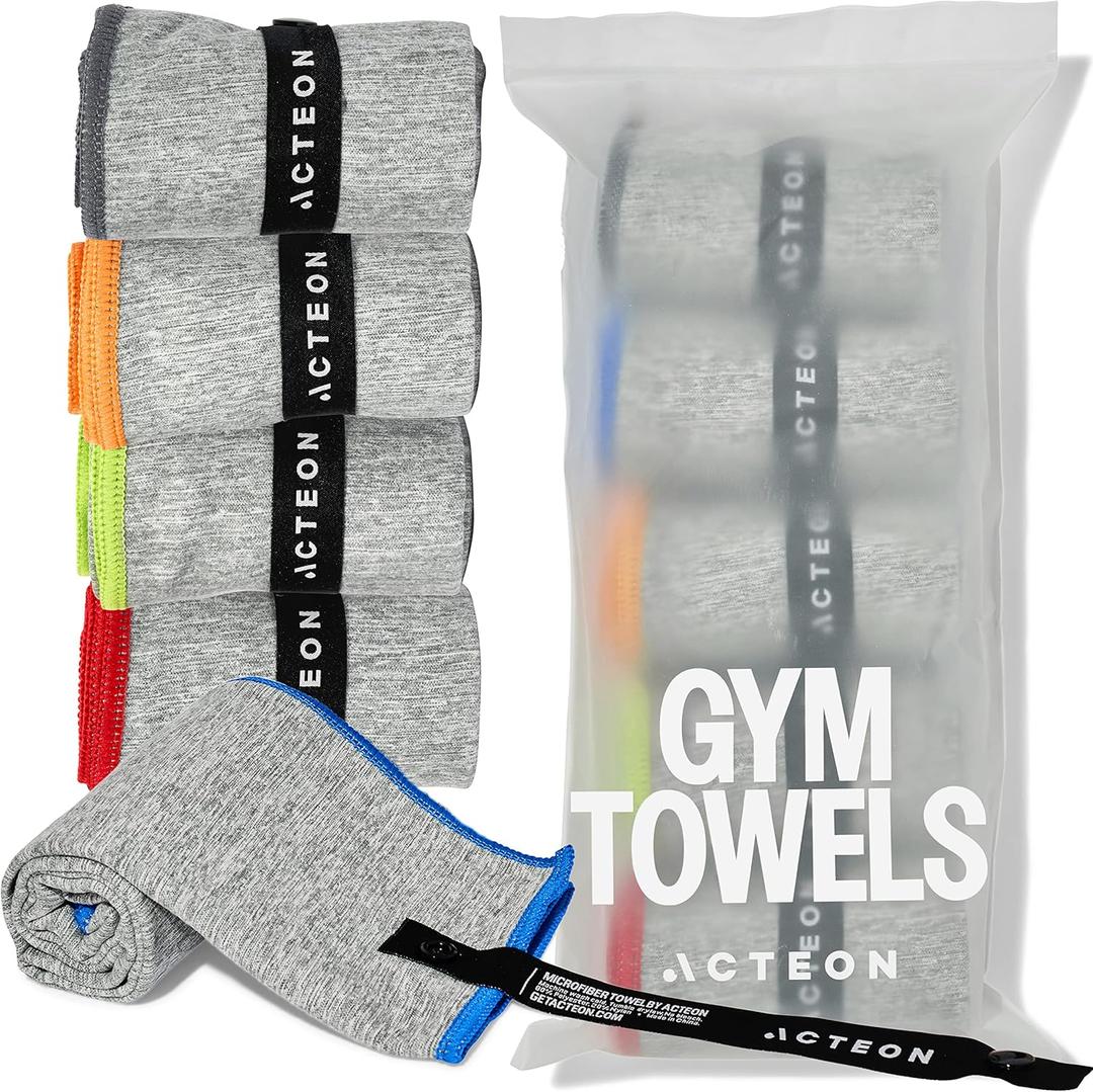 Acteon Microfiber Gym Towels 5 Pack, Quick Dry Silver ION Odor-Free Sweat Towel, Super Absorbent Fast Drying for Men & Women, Workout, Yoga, Running, Hiking, Travel  16x30.5 Inch (Heather Grey) Acteon Microfiber Gym Towels 5 Pack, Quick Dry Silver ION Odor-Free Sweat Towel, Super Absorbent Fast Drying for Men & Women, Workout, Yoga, Running, Hiking, Travel  16x30.5 Inch (Heather Grey)