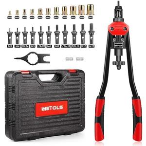 WETOLS 16" Rivet Nut Tool, Professional Rivet Nut Tool Kit with 11 Metric & Inch Mandrels M3 M4 M5 M6 M8 M10 M12, 10-24, 1/4-20, 5/16-18, 3/8-16, 110pcs Rivnuts and Blow Carry Case - WE-889