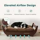 CANAGAN Elevated Wood Dog Bed Frame with Cushion, Walnut Pattern, L_Up to 80 lbs