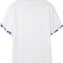 QIVICIMA Men's Hawaiian Shirt Linen Short Sleeve White Pink Sky Blue Button Down Shirt Casual Print Shirts (White, M)