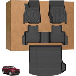 Floor Mats & Cargo Mat for Jeep Grand Cherokee 2022-2025, Grand Cherokee Laredo/Overland/Limited/Trailhawk/Summit Reserve/Summit/Altitude,ONLY 5 Seat,NOT WK or L or 4xe, TPE Grand Cherokee Accessories