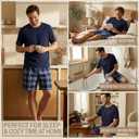 Get Trend Pajama Set for Men Teens, 2 Pc Soft Breathable Pajamas, T Shirt & PJ Shorts with Pockets, Lounge Set, Gifts for Men (5XL, Navy/White)