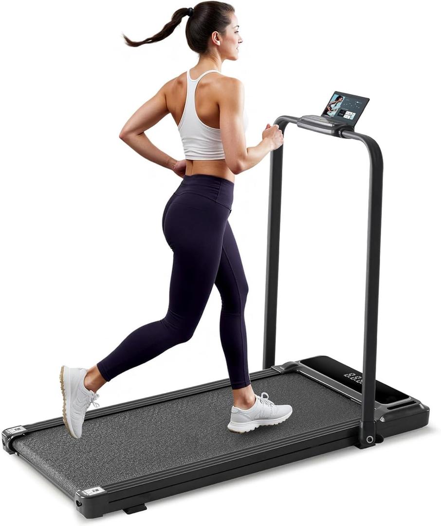 NEWBULIG Under Desk Walking Pad Treadmill, Portable Compact Electric Treadmill with Remote Control, Quiet Fitness Equipment for Home & Office, Black&Sliver (42.3"*22.1"*38")