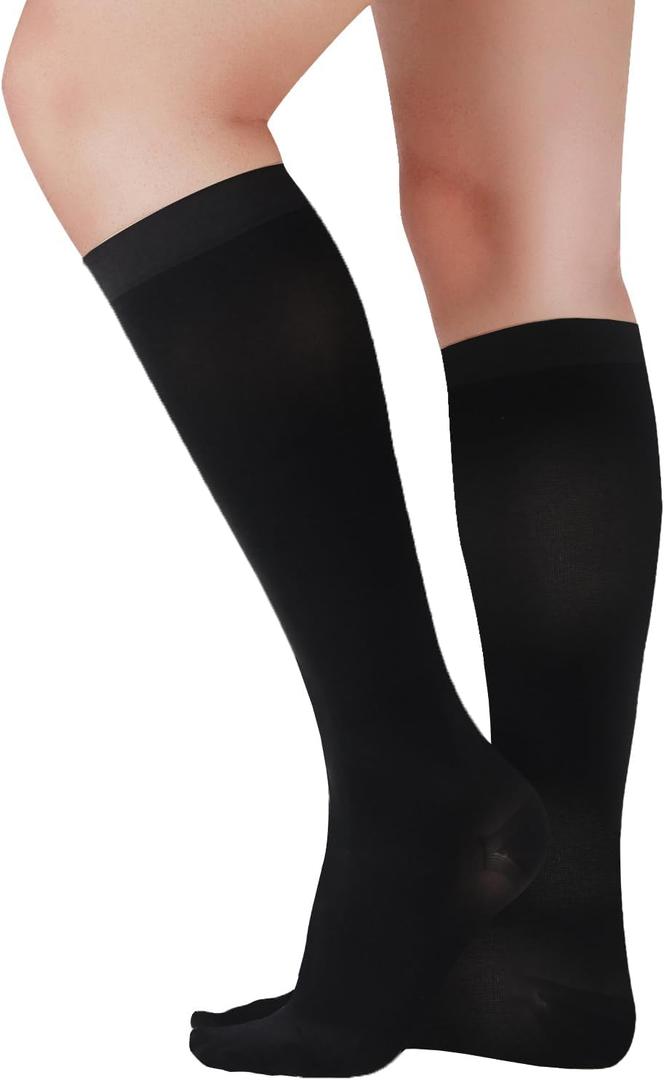 Lin Performance Medical Compression Socks for Women and Men, 20-30 mmHg Closed Toe Knee High stockings, Leg Support for Daily & Travel Comfort (XL,Black)