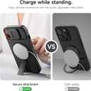 SURITCH for iPhone 15 Case with Magnetic Camera Slide Cover and Adjustable Kickstand, Compatible with MagSafe, Shockproof Bumper Case Slim Protective Cover 6.1 Inch, Black