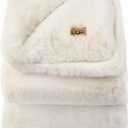 UGG Euphoria Plush Faux Fur Throw Blanket Medium Weight Reversible Luxury Soft Throw for Couch Bed or Chair Hypoallergenic Machine Washable Home Decor Fluffy Blanket, 50-inch x 70-inch, White Snow