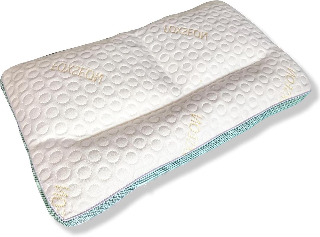 Thin Pillow, Cervical Pillow for Bed SleepingFillable Porous Fiber Contour Neck Pillows with Breathable Pillowcase,Suitable for lateral Abdominal Sleepers. (Large)