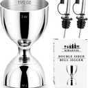 Jigger for Bartending, 2 oz 1 oz Bartender Jigger Stainless Steel, Double Cocktail Jiggers with Internal Measurements, Bar Tool for Bartending, Shot Drink Measurer for Cocktails (1 Jiggers- 2 Pour) (Silver)