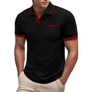 Men's Polo Shirts Cotton Short Sleeve Polo T Shirt Classic Casual Golf Collar Tee with Pocket, Small