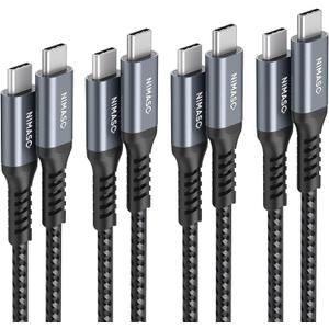NIMASO USB C to C Cable 4Pack[10ft+6.6ft+3.3ft+1ft], Type C Charger Cord for iPhone 15/15 Pro/15 Plus,iPad Mini 6/ Pro,iPad Air 4,MacBook Pro 2020,Samsung Galaxy S23,Switch (Grey)