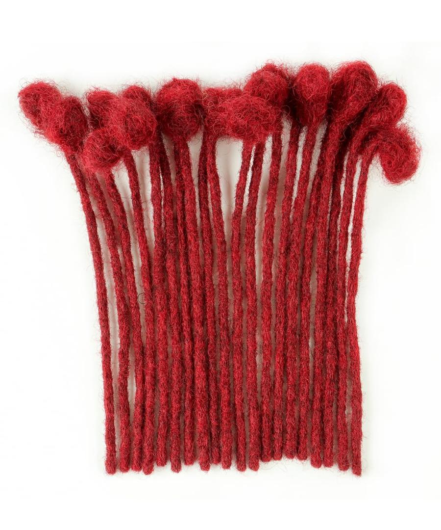 0.4cm Width #Burgundy 8 Inch 30 Strands 100% Human Hair Loc Extensions Full Handmade Dreadlock Extensions for Men Women Kids Can Be Dyed and Bleached with Needle and Comb